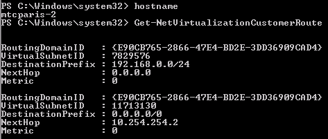 Example of two routing domains on a single Hyper-V host