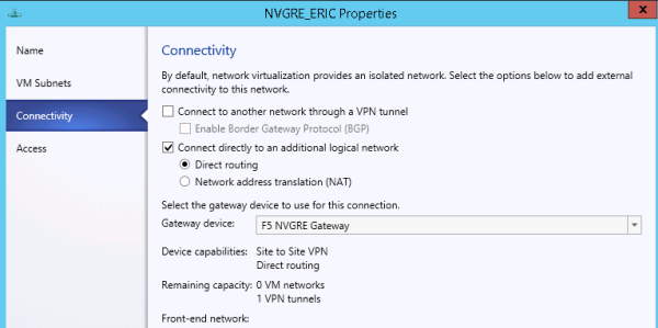 Adding external connectivity to a VM network