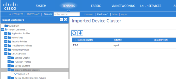 apic imported device clusters